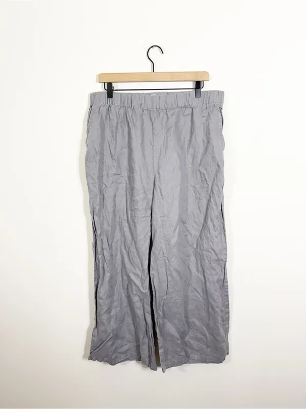 Eileen Fisher 100% Linen Gray Wide Leg Pant XL - Image 2