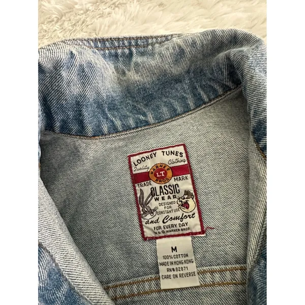 Vintage Warner Bros Looney‎ Tunes jean denim jacket M - Image 8