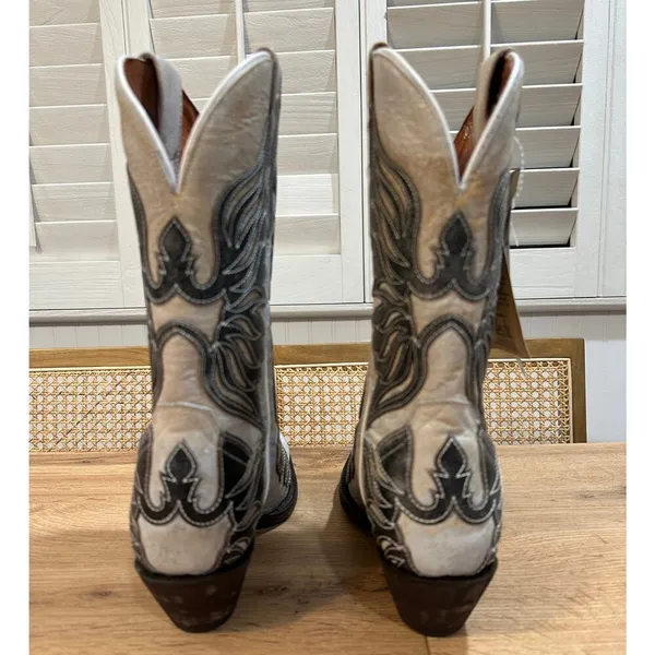 Dan Post Ndulgence Cowboy Boots Snip Toe Leather White Black Size 8 NWT Western - Image 10