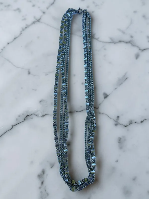 Sarah Coventry Vintage Silver Layered‎ Chain Necklace Bracelet Set Logo S Links - Image 8
