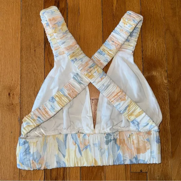 ABERCROMBIE & FITCH Cropped Top‎ Flower Linen Bralette size Small - Image 4