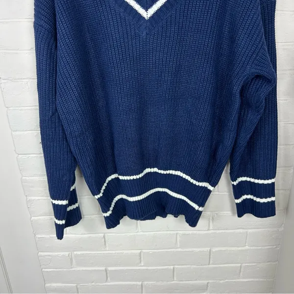 Petal & Pup Leanna Stripe Trim Navy Knit Sweater Size M - Image 6