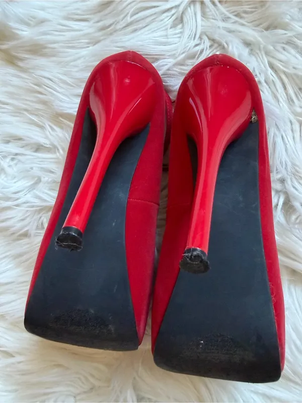 Shoe Dazzle Arya peeptoe pumps Red Size 6 - Image 8