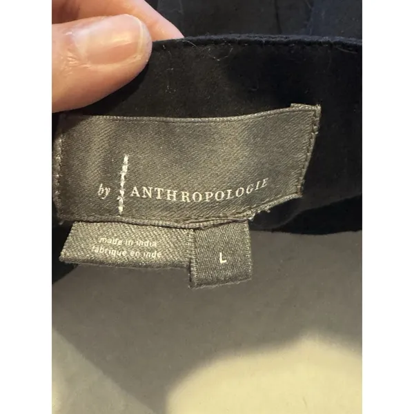 Anthropologie A Lined Mini Skirt Black Sz Large Boho Minimalist Workwear Zipper - Image 4