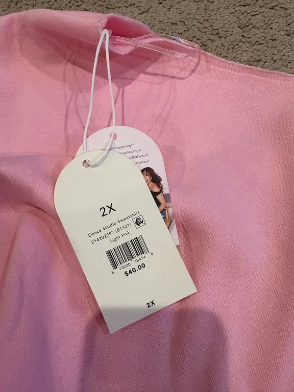 Blogilates Dance Studio Sweatshirt Pink Size 2X New - Image 5