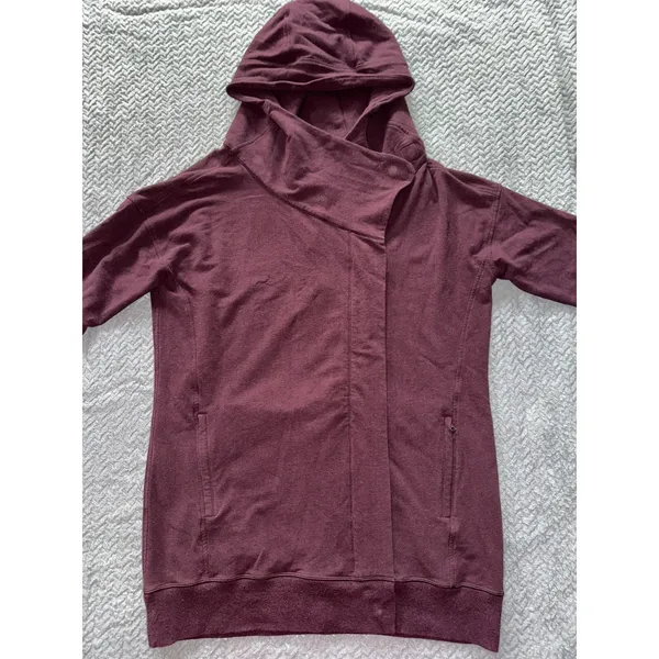Lululemon Wrap Up Jacket Heathered Bordeaux Drama Soft French Terry Hoodie Sz 10 - Image 2