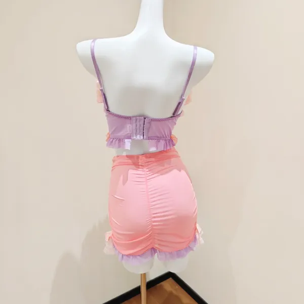 Pink Purple Two-piece Outfit Lace Ruffle - Image 5