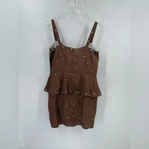 Fanm Mon Helaina Floral Bow Front Sweetheart Neck Sheath‎ Peplum Mini Dress - Image 5