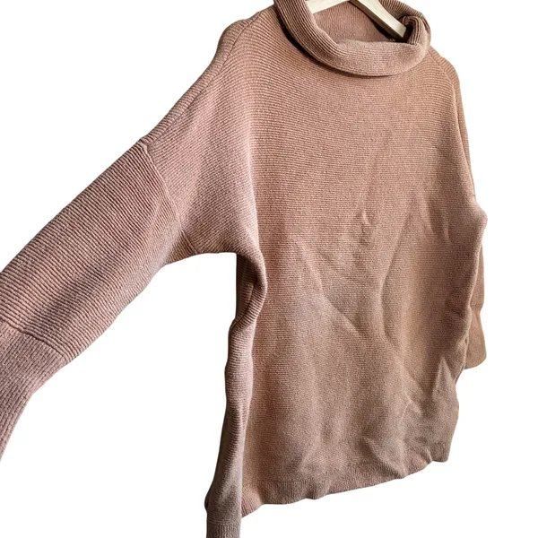 Free People Ottoman Slouchy Tunic Sweater Small Peach Womens Ribbed Knit - Image 2