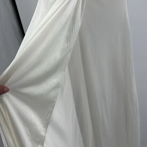 Tessie Cream Lace-Trimmed nightgown lace detail front slit wedding vintage S - Image 7