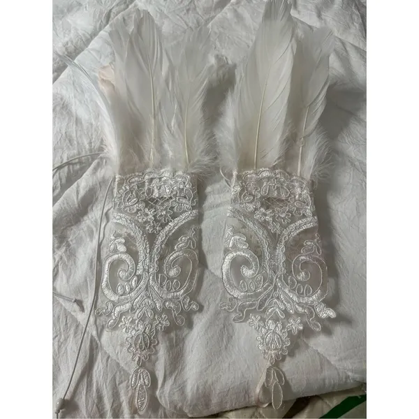 NEW White Lace Gloves Elegant Long Satin Bridal Banquet Prom Formal Dress - Image 8