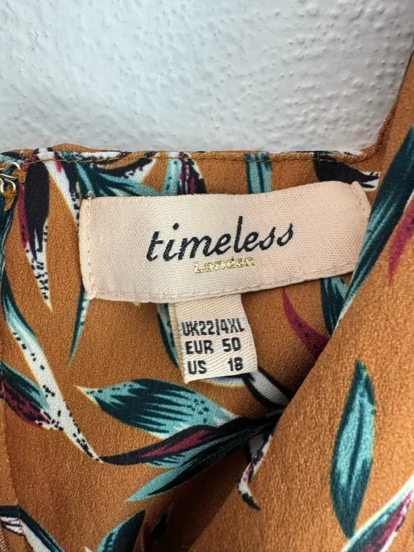 Timeless London 50's Caramel Brown Tropical Leaf Print Short Sleeve Pinup Dress - Image 8
