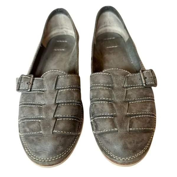 Frye Milly Fisherman Women's Charcoal Leather Slip-on Leather Flats Size 9.5 - Image 2