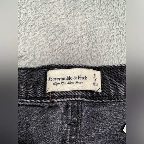 Abercrombie & fitch high rise mom Black Denim Frayed Shorts - Image 2