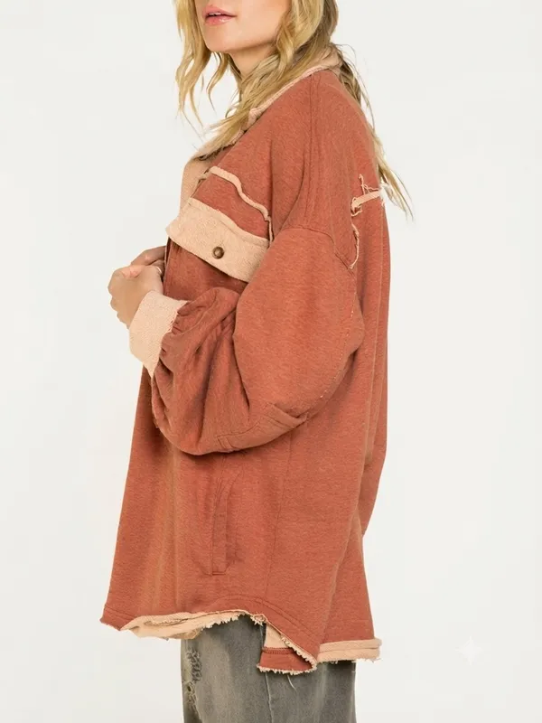 POL Upgrade The Classic Look French Terry Jacket Shacket L in dusky ginger - Image 3