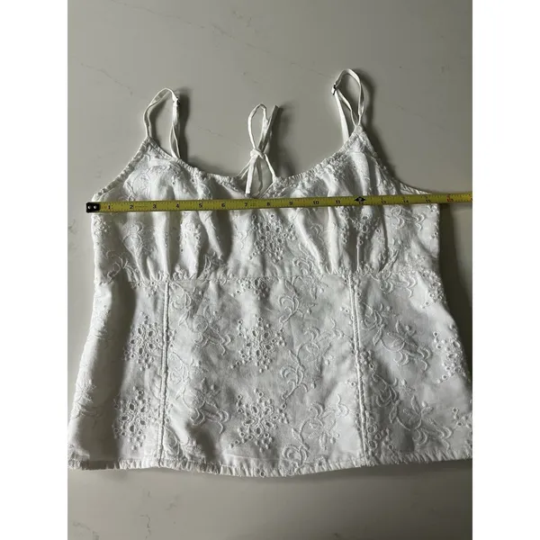Abercrombie Fitch Womens Milkmaid Cottage Babydoll Tank Top Medium White Eyelet - Image 6