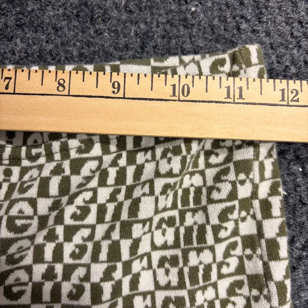 iets frans Urban Outfitters Olive Green Checkered Logo Flare Leggings Size S - Image 5