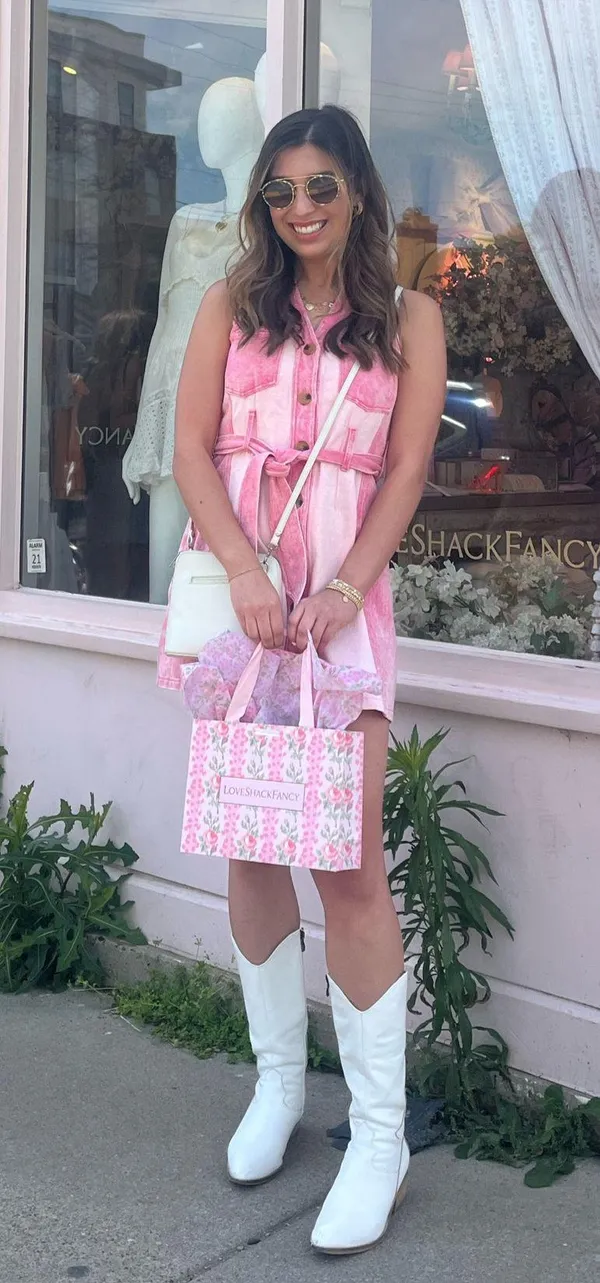 Sassy Cinnamon Pink Denim Dress - Image 2