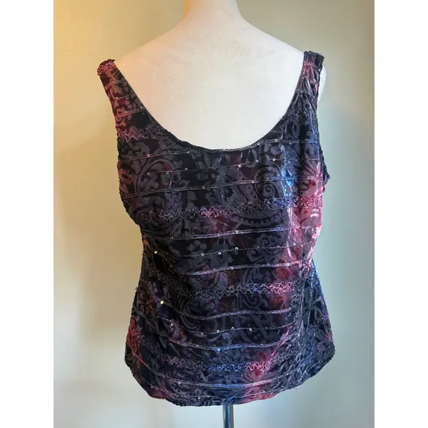 Burnout Velvet Sequin Tank Top whimsigoth fairy Purple‎ Pink y2k grunge boho - Image 3