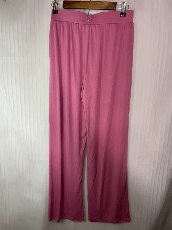 Hujkey Women's Pink Wide Leg Lounge Pants Size M High Rise Stretch Pockets NWT - Image 8