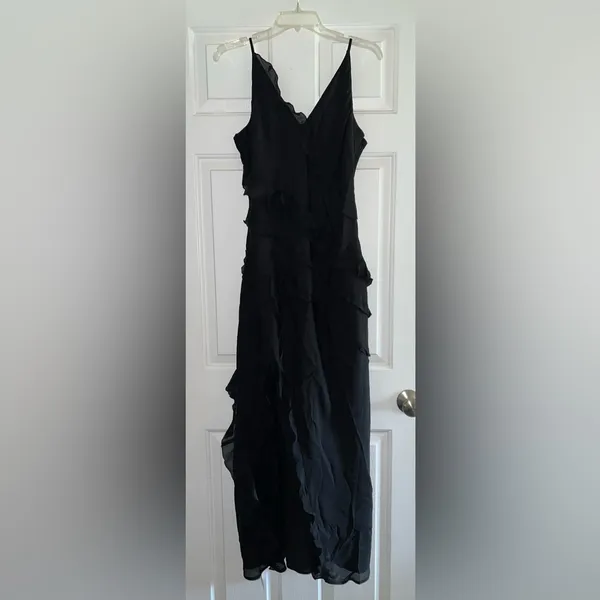 Abercrombie & Fitch Draped Ruffle Maxi Dress in Black Size Large New with tag - Image 14