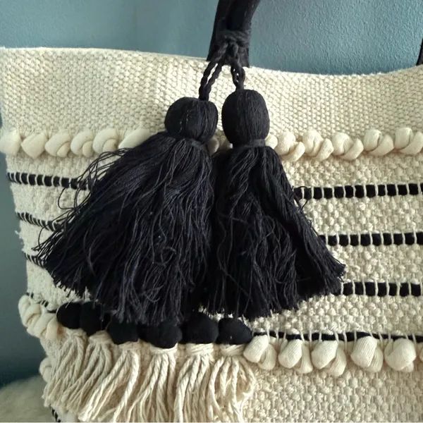 Mud Pie Handloom Tassel Tote - Image 3