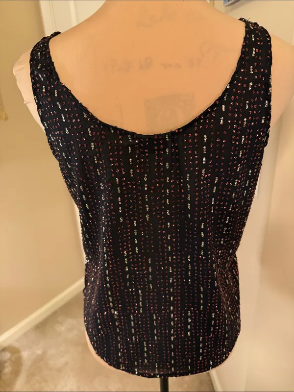 Black Sequin-Embellished Women's Tank Top - Image 4