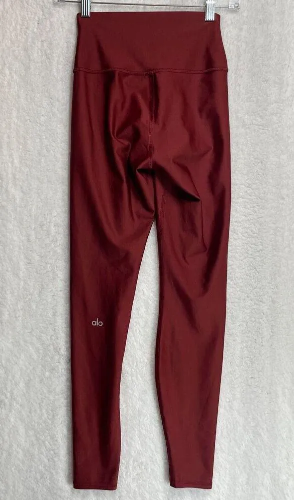 ALO High Waist Airbrush Leggings XS Extra Small Red Burgundy Athleisure Pants - Image 2