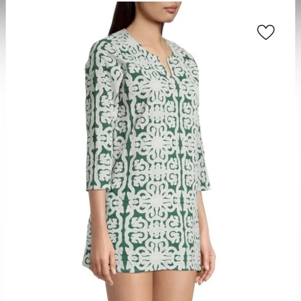 Roller Rabbit Appricus Kurta top or mini dress. Green with white appliqué. Med - Image 3