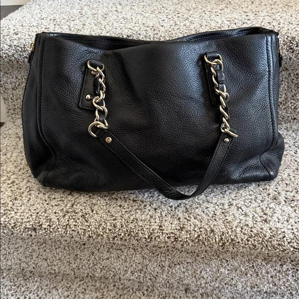 EUC Kate Spade Black Leather Expandable Shoulder Bag - Image 4