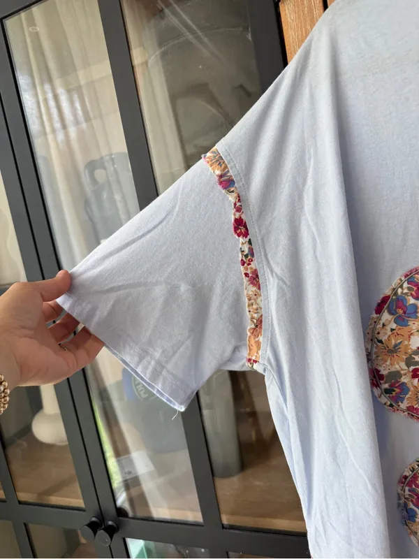 Easel Flower Patchwork Mineral crochet Top tee oversized boho embroidered cotton - Image 6
