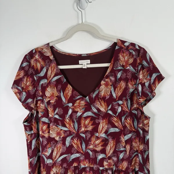 Garnet‎ Hill Summer Day Dress Rust Red Floral Boho Cottage Pockets Womens 10? - Image 3