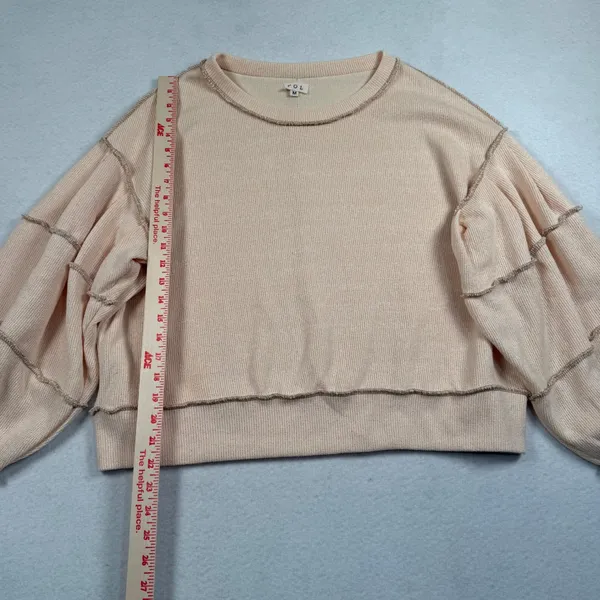 POL Sweater Womens Medium Cream‎ Beige Pullover Shirt Boho Cottagecore FKT1120 - Image 6