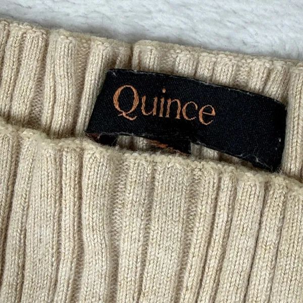 Quince Womens Ribbed Knit Boat Neck Sleeveless Tank Top Beige Tan Size M - Image 2