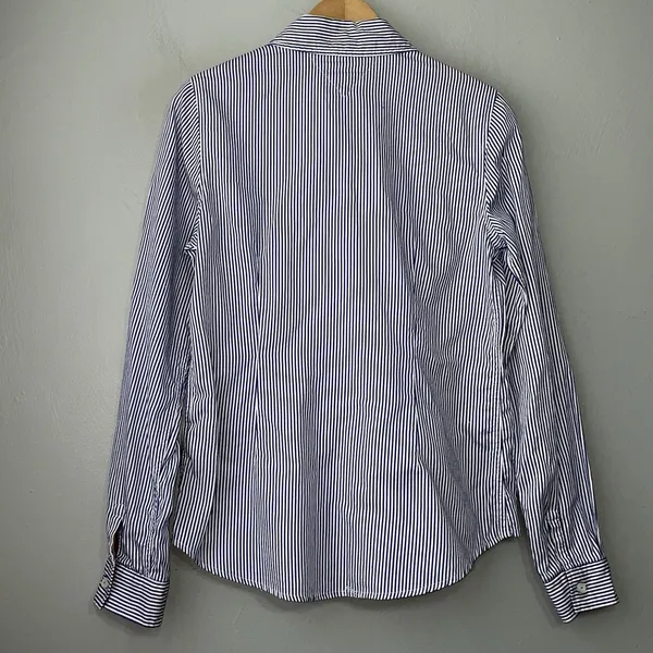 Tommy Hilfiger Button Up Shirt Size M Blue Striped Oxford Prep Classic Academia - Image 7