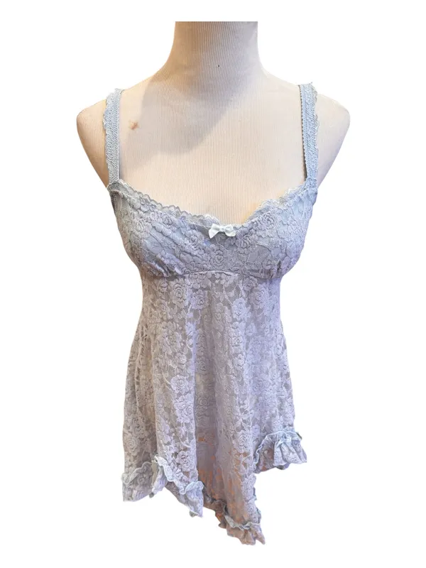 NWT Beginning Boutique Baby Blue Lace Mini Dress Sheer 6 S Babydoll - Image 4