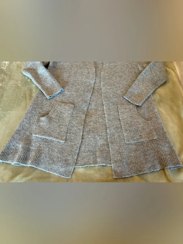 Time & Tru Cozy Open-Front Gray Women's Cardigan Sweater Size Large - Image 3