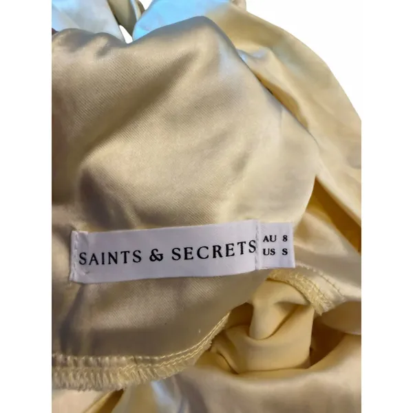 Yellow Satin Saints & Secrets Gown - Size S - Image 4