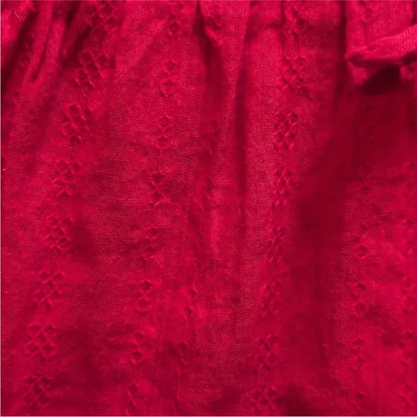PILCRO Peplum Tie Waist Red Ribbed Knit Long Sleeve Babydoll Scoop Neck Top M - Image 8