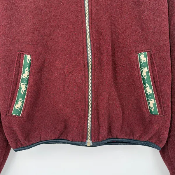 Miller's Sportific Collection‎ Polartec Fleece Jacket Burgundy Horse Trim Zip Up - Image 2