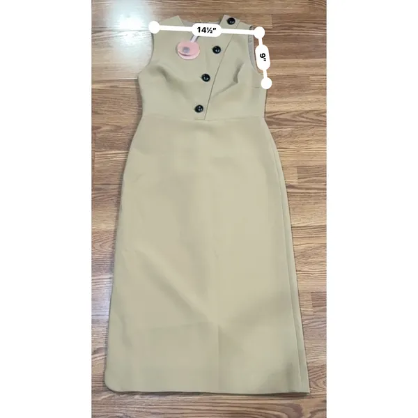 ALEXIS Lena Camel Midi Dress Women’s Large Retro Classic Neutral Chic - Image 7