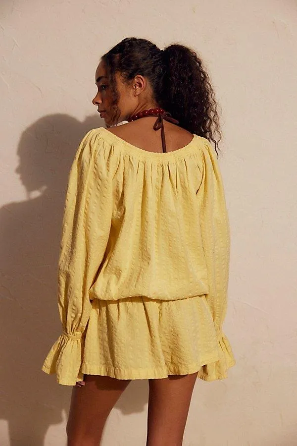 NWT free people Estrella Romper in yellow. Size Medium - Image 2