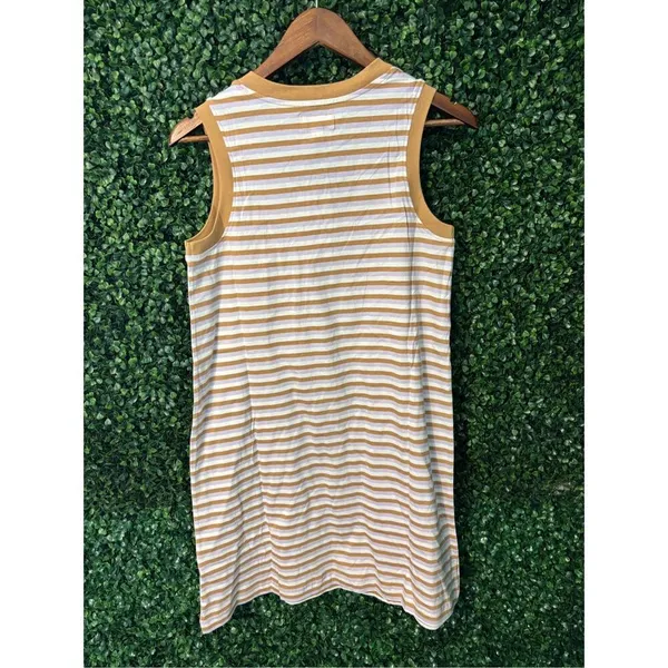 Pact 100% Organic Cotton V Neck Softspun Tank Dress In SoHo Stripe Sz XS NWT - Image 3