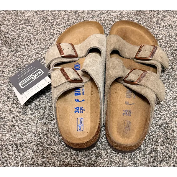 Birkenstock Arizona Soft Footbed Sandals Women's EU 36 US 5-5.5 Taupe Suede - Image 5