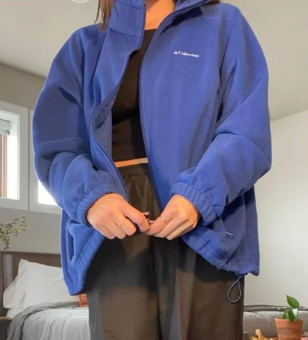 Super comfy + cute electric blue fleece zip up 🦋 - Image 2
