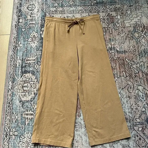 VINCE Cropped Wide Leg Pant in Dune Size XS Tan Tie Waist Drawstring Casual Pant - Image 7