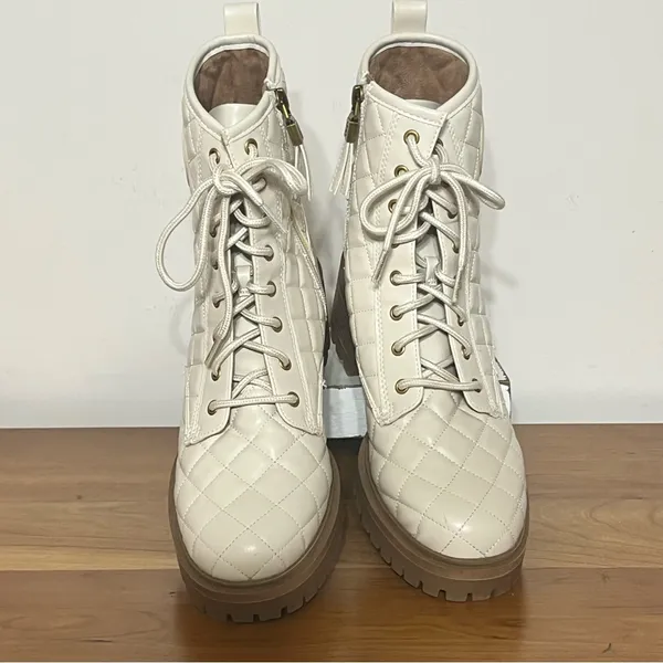 Sam & Libby‎ Women's Otis Quilted Heeled Ankle Boot In Soft Eggshell Size 9 - Image 4