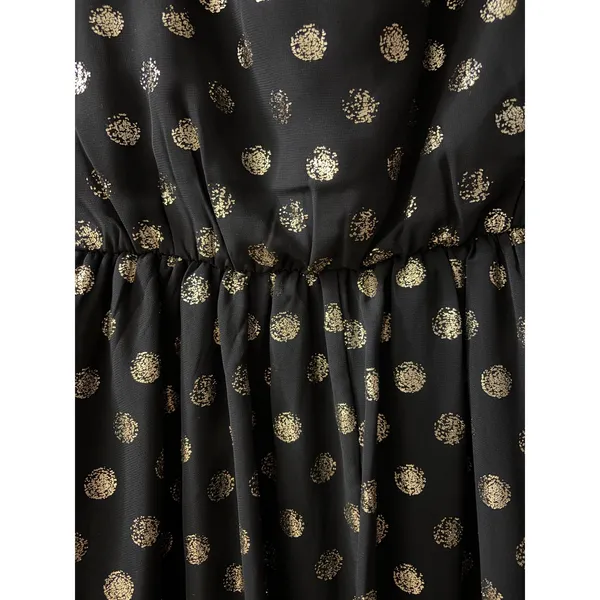 A.Byer Black with Metallic Polka Dot Cinch Waist Dress size Small - Image 4