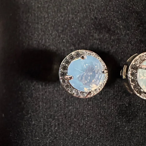 Piercing Pagoda Silver Moonstone CZ Halo Stud Earrings - Image 2