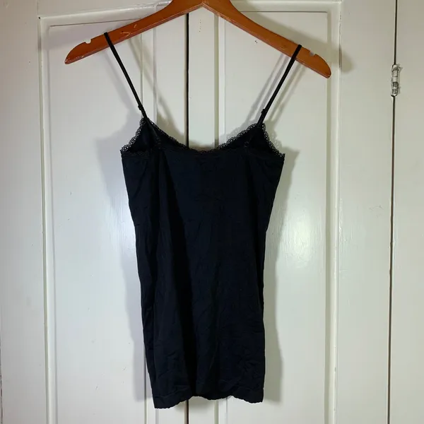 Victoria's Secret Black Lace Trim Ruched Bust Camisole Tank Top Small Festival‎ - Image 7